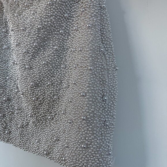 NWT Retrofete Ronit Pearl  Mini Dress Off Shoulder Bodycon Feather Trim Sz XXS - Picture 6 of 13